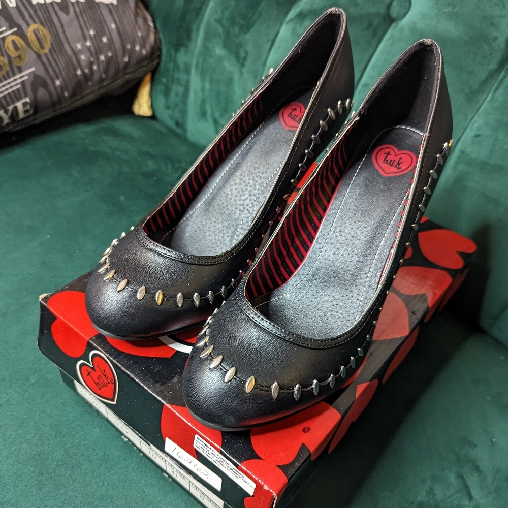 TUK metal stitch heels Black PU US 10 - Picture 10 of 10